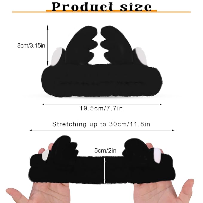 Jowmoy Cute antlers Headband Frog Eye Elastic to Wash Face for Women Makeup Shower Spa.