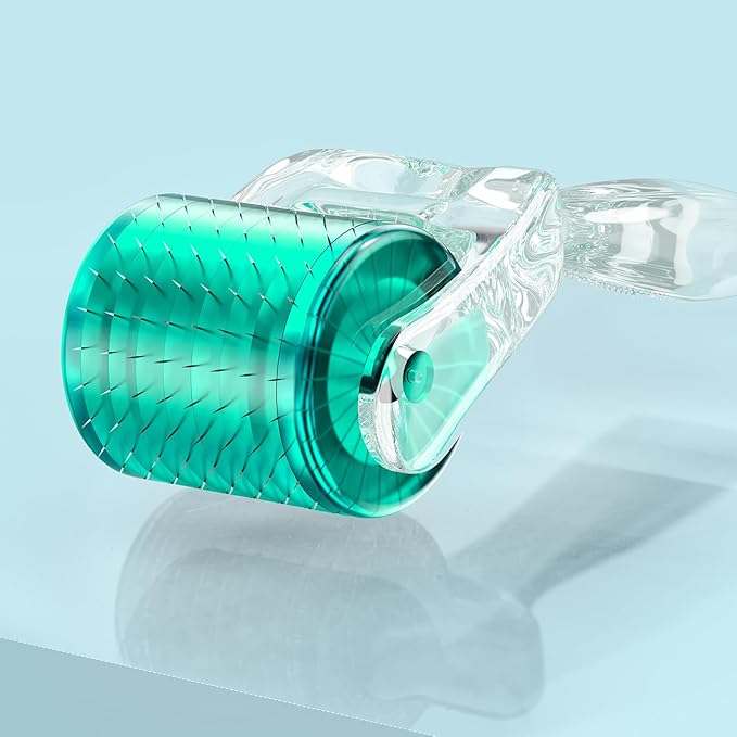 Derma Roller Titanium 0.30mm Microderm Roller Kit - 192 Micro Needles Microneedle Dermal Roller for Scalp and Body, At Home Microdermabrasion Face Roller (Green)
