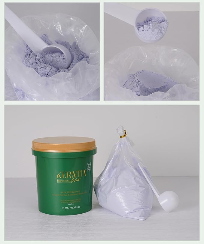 Professional Blue Bleaching Powder - Plex Technology - Lifts up to 9 Shades - Maximum Lifting Extra Strength Lightener Hair Highlights All Type & Highlighted Hair - Dust Free - 16.9 oz