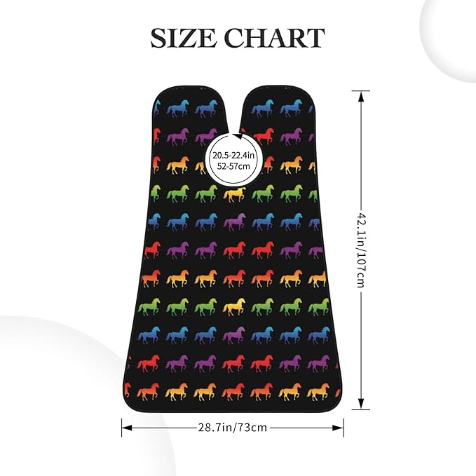 Waterproof Beard Grooming Bib, Rainbow Horse Black Shave Bib, Non-Stick Hair Catcher for Shaving Trimming, Apron Essential for Men Dad