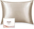 Adubor Silk Pillowcase 2 Pack for Hair and Skin with Hidden Zipper, Both Sides 23 Momme Silk Pillow Case (Beige, Queen: 20''X30'')