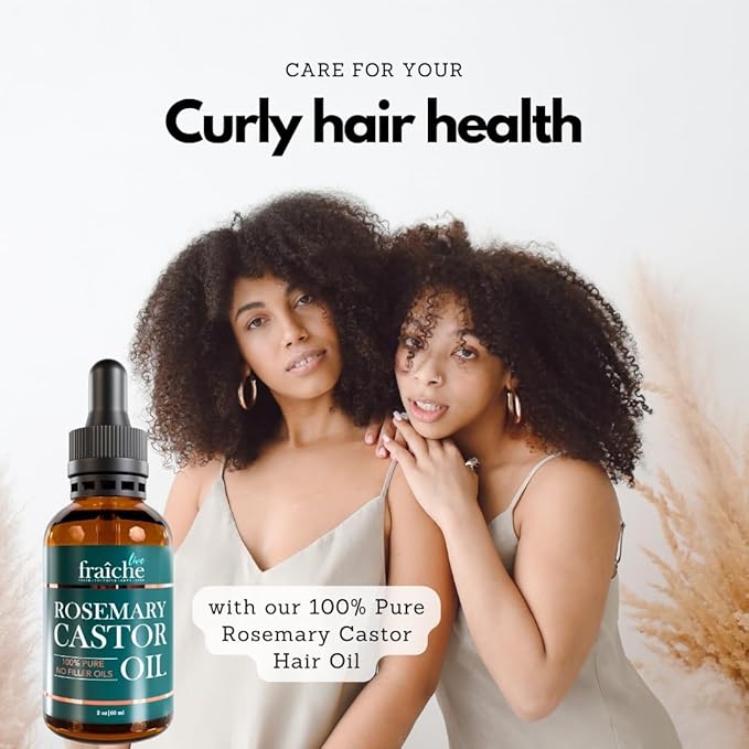 Live Fraiche Rosemary Oil for Hair Growth (2oz) with Cold Pressed Castor Oil Natural Hair Growth Oil - Rosemary and Growth for Hair Castor Oil -Strengthening Hair Oil for Damaged Hair and Hair Loss