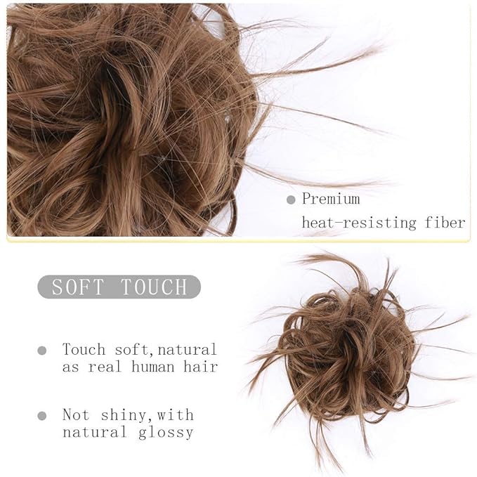 HMD Tousled Updo Messy Bun Hair Piece Hair Extension Ponytail With Elastic Rubber Band Updo Extensions Hairpiece Synthetic Hair Extensions Scrunchies Ponytail Hairpieces for Women