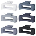 4 Inch Big Hair Claw Clips 6 Pcs Large Claw for Thick Hair Square Hair Clips for Women Rectangle Hair Clips Nonslip Acrylic Banana Jaw Clips Hair Accessories for Girls (Grey)