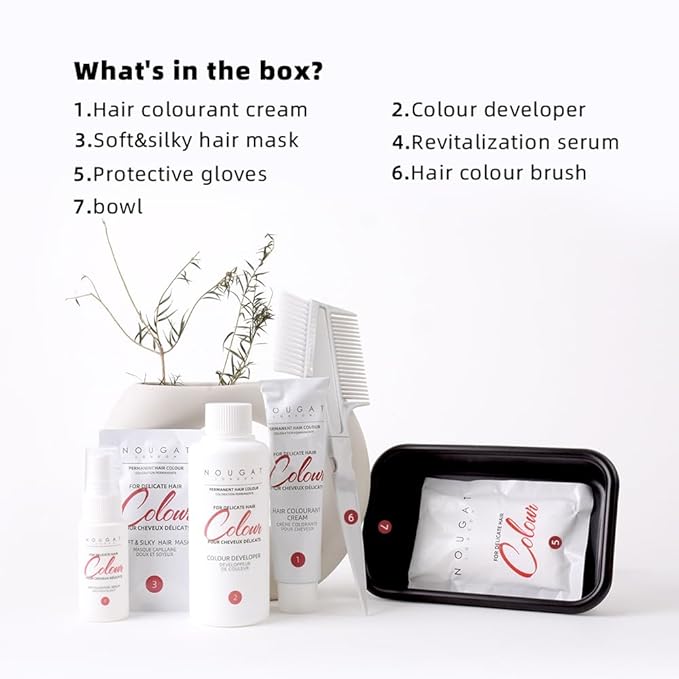 NOUGAT Caramel Tabacco Permanent Hair Color Kit - 100% Gray Coverage, Ammonia Free & PPD Free for Sensitive Scalp - 3-in-1 Color, Repair & Nourish System with Anti-Aging Hair Mask & Essence