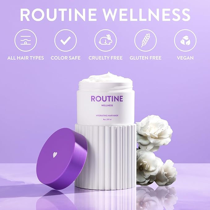 Routine Wellness Deep Conditioning Hair Mask - Bring Dry, Damaged Hair Back to Life – Hydrating Repair Treatment that Moisturizes, Strengthens & Adds Volume – Coconut & Vanilla 8oz