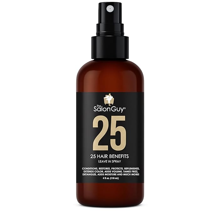 THESALONGUY 25 Spray Leave-In Conditioner – Collagen, Keratin & Biotin Hair Repair Treatment for Men & Women – Strengthens, Detangles & Protects – Lightweight, Non-Greasy Formula (4 fl oz)