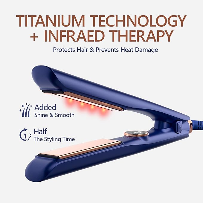 Titanium Flat Iron Hair Straightener | MIRACOMB Professional Straightening Iron Styler with Infrared Light for Straight and Smooth Styles|1" Premium 2 in 1 Styling Tool with Digital Heat Settings
