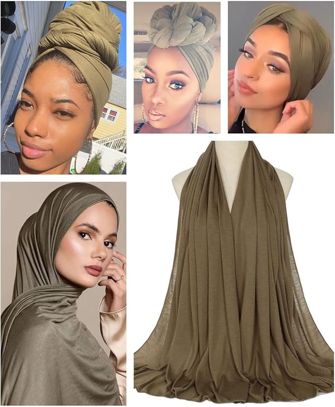 Harewom Head Wraps for Black Women Stretch Head Scarf Long African Hair Wraps Turban Headwraps Jersey Headbands