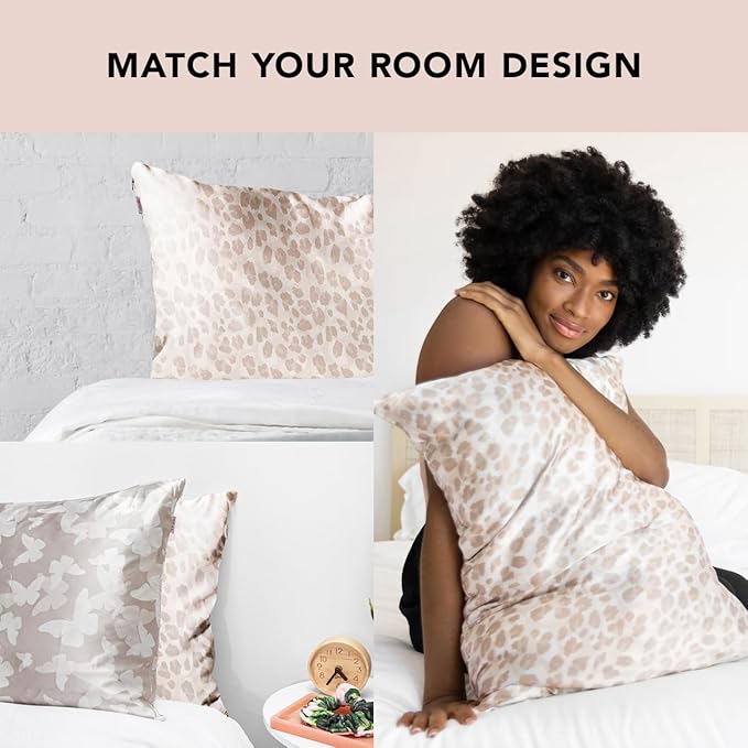 Kitsch Satin Pillowcase, Softer Than Silk Pillow Cases King, Cooling Pillow Covers, Satin Pillowcase with Zipper for Hair, Skin & Quality Sleep, Wrinkle-Free & Smooth, King Size 19"x36", Leopard