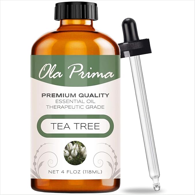 Ola Prima Australian Tea Tree Essential Oil – 4 fl oz Therapeutic Grade with Dropper for Hair, Toenail, Face, Acne, Aromatherapy, and Diffuser