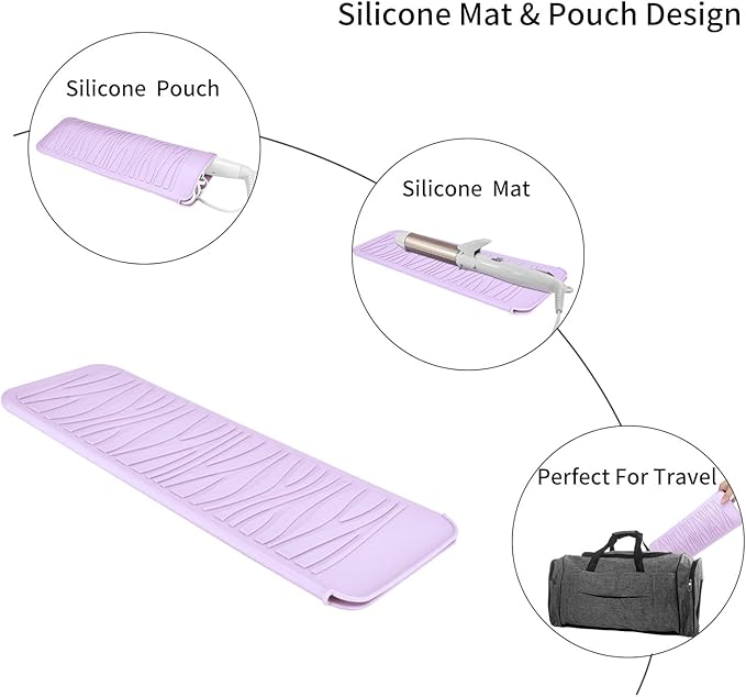 Silicone Heat Resistant Travel Mat for Hair Iron (1 Pack, Pink Mauve, 11 x 5.3 inches)