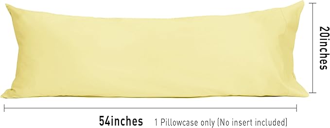 Sunflower Body Pillowcase 100% Cotton Long Pillow Cover/Case Envelope Closure 1 Pack, 21×54 inches Honeyed Straw, Soft and Breathable