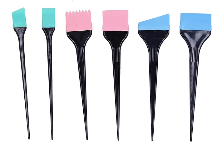 ZJchao Hair Dye Applicator Brushes, 6pcs Silicone Hair Dye Brush Soft Hair Coloring Kit for Home Barber Shop Salon Hair Bleach Tinting Diy Tool Hair Treatments Coloring Brush Set Hair