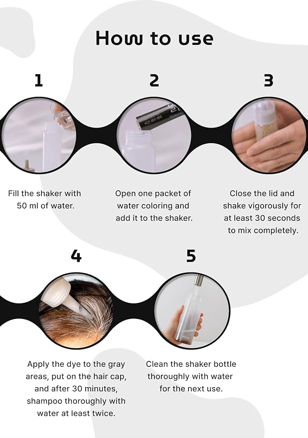 Korean Permanent Hair Dye, Powder Hair Color Kit, Natural Black, Gray Hair Coverage, Plant-Based Formula, Easy Application for Roots, Short & Long Hair, Vegan, Just Mix with Water (3 Powder Packets)