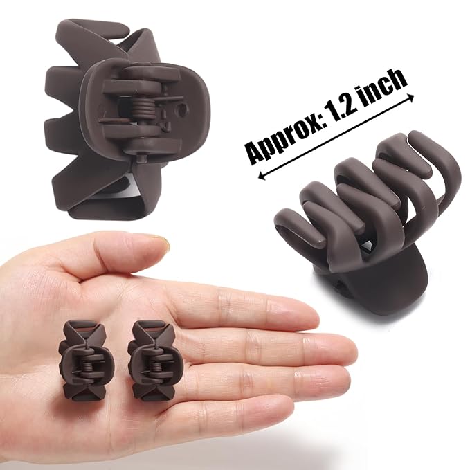 Cobahom 12 Pack Small Hair Claw Clips 1.2 Inch Matte Hair Clips for Thin Hair No-Slip Mini Hair Clips Hair Styling Accessories for Women and Girls, Apricot, Black, Brown, Chocolate