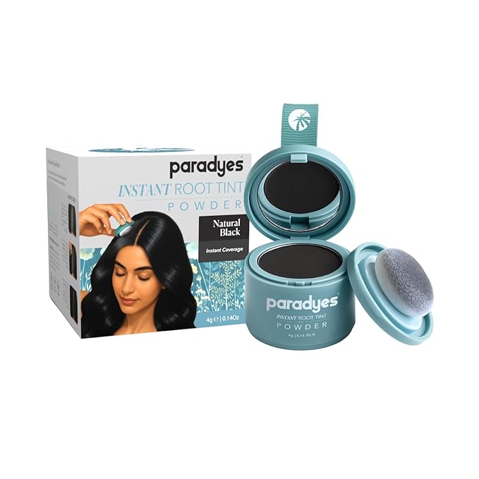 Paradyes Instant Root Tint Hairline Powder - Root Touch Up Hair Color for Gray Coverage - Bald Spot Concealing Hair Powder for Women & Men - 24-Hour Stain-Proof - Natural Black - 0.14 Ounce