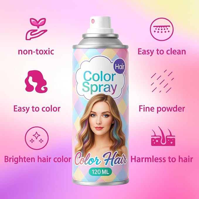 Black Temporary Hair Color Spray for Women Men kids– One Time Use Washable Temporary Hair Spray for Halloween, Cosplay, Parties & Daily Styling