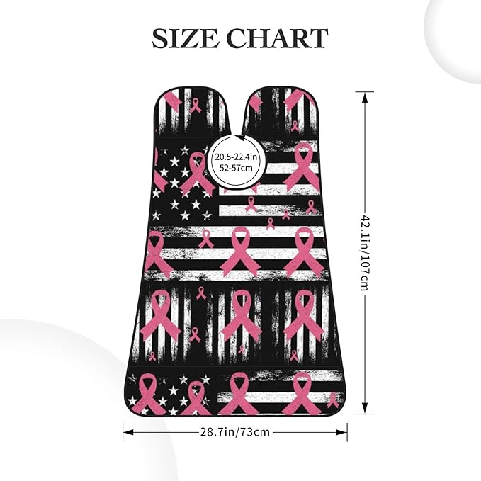 Waterproof Beard Grooming Bib, Breast Cancer Awareness Ribbons American Flag Black Shave Bib, Non-Stick Hair Catcher for Shaving Trimming, Apron Essential for Men Dad