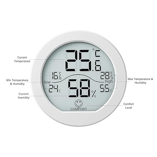 Digital Hygrometer 3 Pack Room Thermometer and Humidity Gauge LCD Hygrometer with Max and Min Records (White)