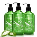 Aloderma Aloe Vera Gel + Tea Tree Oil, Made with Refreshing Organic Aloe for After Sun Skin Care, Multipurpose Use for Hair and Scalp, and Face or as a Shaving Gel or Aftershave - 10.6Oz x 3btls