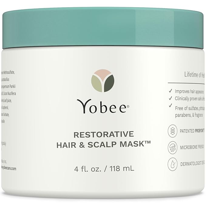 Yobee Restorative Scalp Mask - Dry Scalp Treatment Hair Mask - Probiotic Extracts, Organic Honey, Turmeric, Vitamin B12 - Natural Dry, Itchy, Sensitive Scalp and Dandruff Relief - for Adults, 4 fl oz