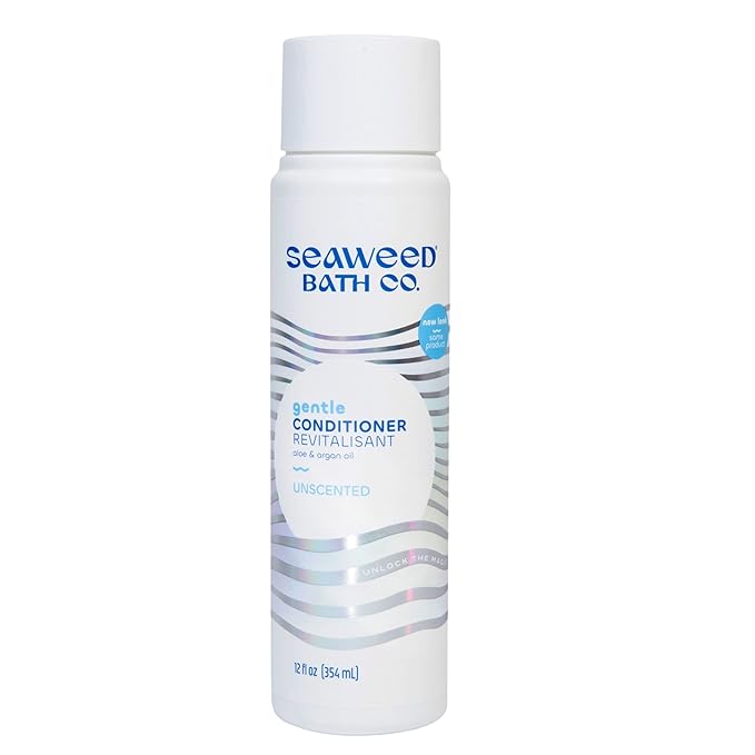 Seaweed Bath Co. Gentle Conditioner, Unscented, 12 Ounce, Sustainably Harvested Seaweed, Aloe, Argan Oil, for Sensitive Scalps