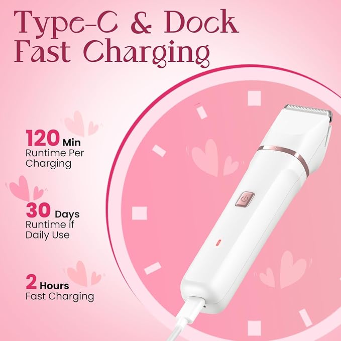 Electric Razor for Women Men - Wet Dry Shave, Waterproof Bikini Trimmer, Pubic Hair Removal Shaver with Hypoallergenic Ceramic Blades, Facial & Body Groomer, USB Recharge, Birthday Gifts - White