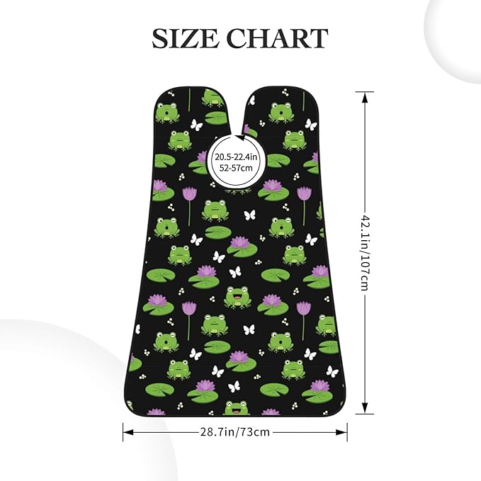 Beard Shaving Cape with Suction Cups, Cute Green Frogs Black Shave Bib, Non-Stick Waterproof Hair Catcher, Grooming Bib for Men Husband