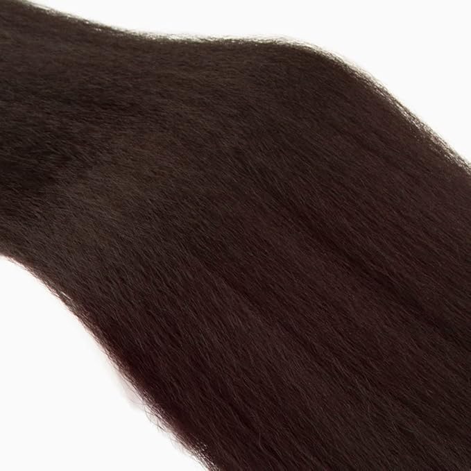 Brown Yaki Straight Human Hair Bundles Chocolate Brown Kinky Straight Bundles 18 20 22 Inch Grade 8A Brazilian Virgin Remy Hair Extensions Double Weft Real Color 4 Hair Weave