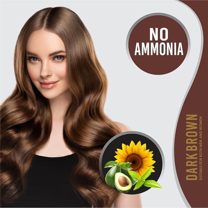 Creme Hair Color Permanent Hair Dye Color - With Improved Creme Formula for 100% Gray Coverage Ammonia Free Hair Color Dye for Rich Bright Long lasting (Dark Brown, 3.04 Fl Oz)