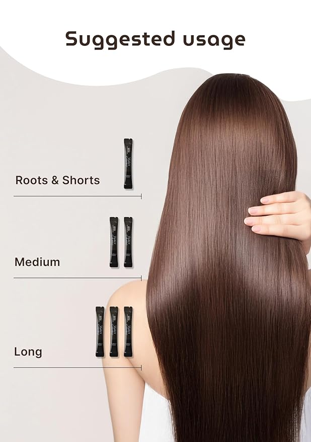 Korean Permanent Hair Dye, Powder Hair Color Kit, Medium Brown, Gray Hair Coverage, Plant-Based Formula, Easy Application for Roots, Short & Long Hair, Vegan, Just Mix with Water (3 Powder Packets)