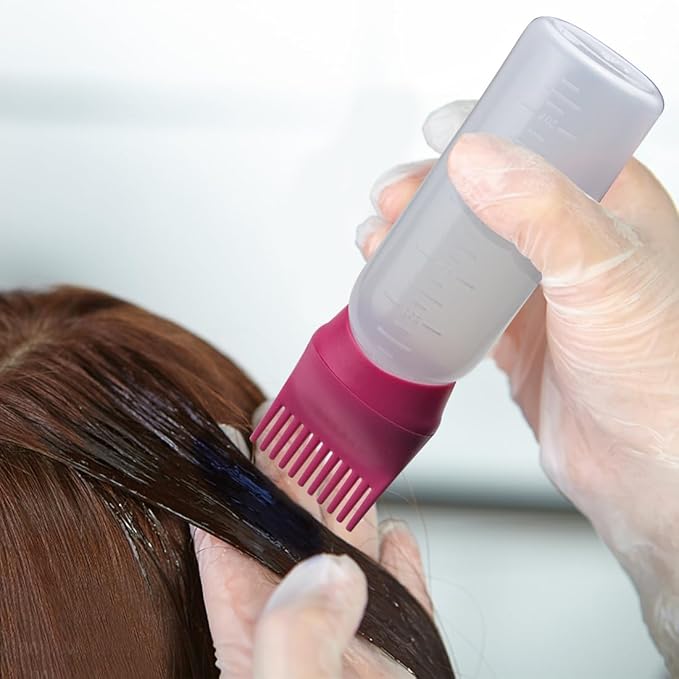 ELANE 4 Pack Hair Oiler Comb Bottle,Root Comb Applicator Bottle for Hair Oil Scalp Hair Oiling Applicator(Red+Green)