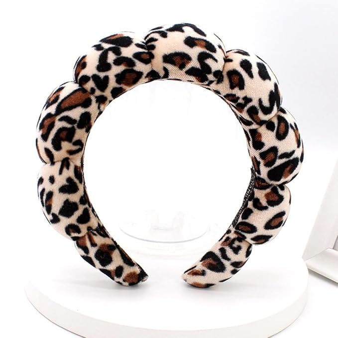 Spa Headbands for Washing Face or Makeup, Sponge Bubble Skincare Headbands, Puffy Terry Cloth Hairband for Women, Skin Care Makeup Headwear Hair Accessories for Girls