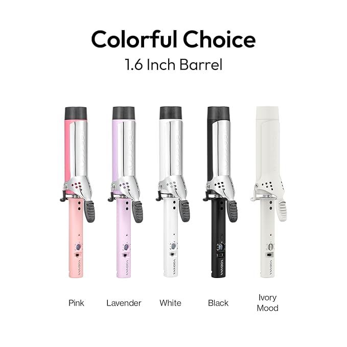 VODANA Professional GlamWave Ceramic Curling Iron, Long-Lasting Natural Curls, Instant Heat, Hair Curler, Curling Wand, Available in USA (1.4 inch, Ivory)