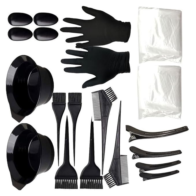 22PCS Hair Dye Tools Kit Hairdressing Brush, Comb, Earmuffs & Mixing Bowl Set