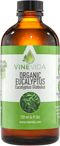 VINEVIDA Organic Eucalyptus Essential Oil 4 oz - Undiluted Organic Eucalyptus Oil 4 oz - DIY Candle Scents for Candlemaking - Bulk Essential Oil for Soap Making (4OZV-OBP-ORG-EUC-120ML)