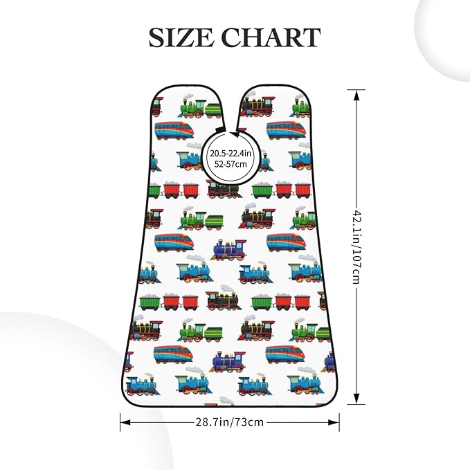 Stretchable Beard Cape, Non-Stick Hair Catcher for Trimming, Waterproof Grooming Apron, Train Pattern Cartoon