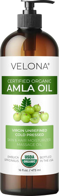 velona Amla Oil USDA Certified Organic - 16 Fl Oz | 100% Pure and Natural Carrier Oil | Extra Virgin, Unrefined, Cold Pressed