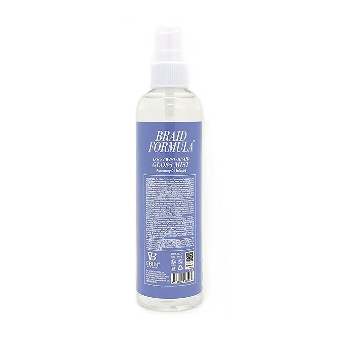 EBIN NEW YORK Braid Formula Loc Twist Braid Gloss Mist - Rosemary Oil Infused, Strengthening, Hydrating, Moisturizing, Scalp Hair mist, Itch relief, refresh, cooling, Scalp treatment, shine spray