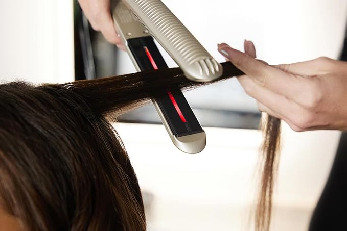 YA-Man Spa Styler Straight + Wave Flat Iron Hair Straightener and Curler 2 in 1 - Advanced Japanese Technology, Dual Voltage, Titanium Tourmaline Plates with Red Light Therapy, 5 Heat Settings (Gold)