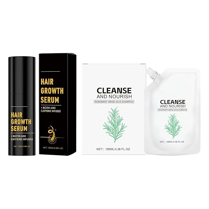 Rosemary Amino Acid Shampoo 1 Pack + Hair Growth Spray Serum Oil 3.38 Fl Oz for Thinning Hair Women Men, Controls Oily Scalp, Strengthens Hair with Zinc PCA, Hydrolyzed Silk