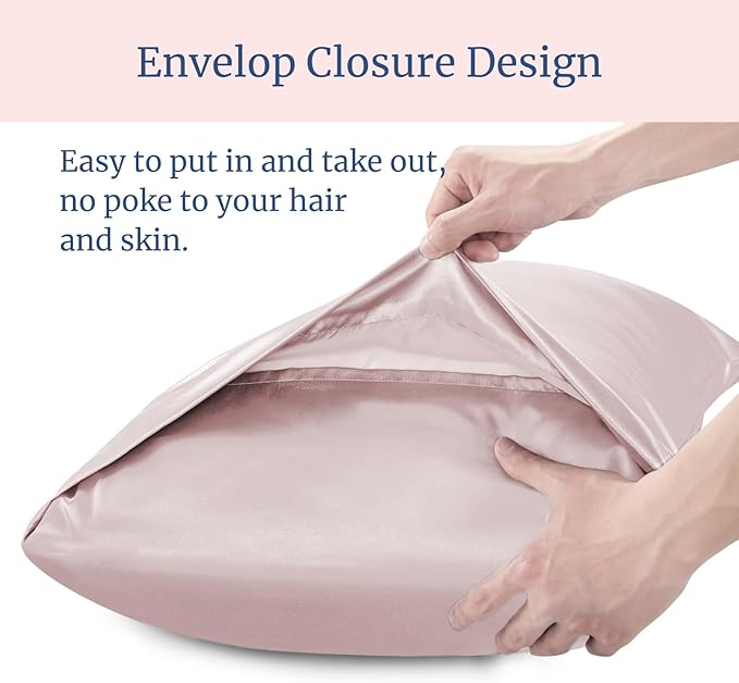 BEDELITE Satin Pillowcase for Hair and Skin, Super Soft Similar to Silk Pillow Cases 4 Pack with Envelope Closure, Cooling Pillowcases for Women Men (20"x26" Standard Size, Lotus Pink)