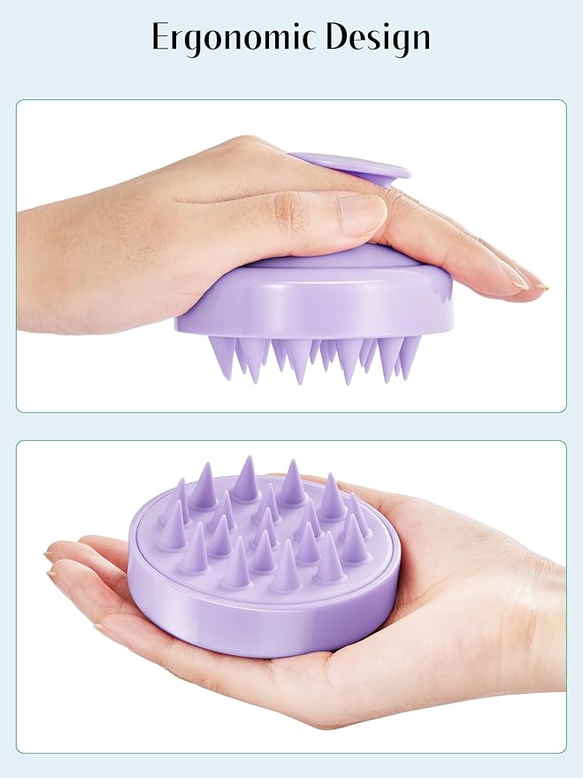 HEETA Scalp Massager Hair Growth 2-Pack, Soft Silicone Scalp Scrubber Shampoo Brush for Exfoliation Dandruff Removal Head Massage Stress Relax, Wet & Dry Use for Women Men Thick Thin Curly Hair Care