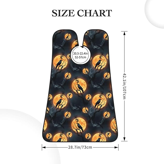 Men's Shaving Accessory Full Moon Black Crow Raven Bird, Waterproof Beard Apron with Hair Catcher & Suction Cups