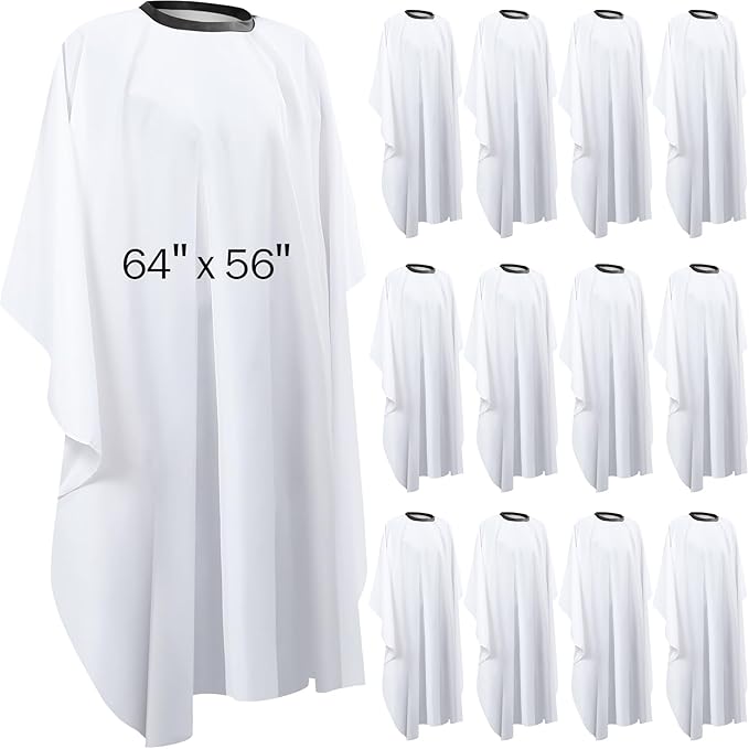 12Pcs Barber Cape 64 x 56'' Large Waterproof Hair Cutting Salon Cape Adjustable Snaps for Hair Dye Salon Stylist Supplies