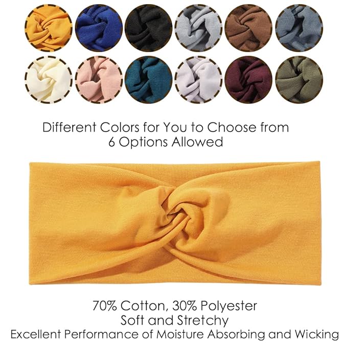 Artilady 12 Pack Boho Headbands for Women - Soft Yoga Elastic Hair Bands for Girls Workout Running Sport Head Wrap Non-slip Breathable (Q)