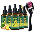 Vedora Ginger Oil for Hair Growth alongwith Roller - Hair Growth Serum, 100% Pure Natural Ginger Essential Oil - Promotes Strong, Thick, Long Hair in Women & Men - 5.05 Fl Oz / 150ML (5 PCS+Roller)