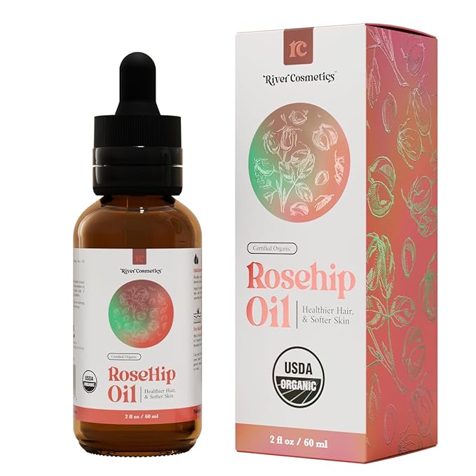 Organic Rosehip Oil, Cold Pressed Rosehip Oil for Face, Skin Care, Gua Sha, and Hair Care, USDA Certified Organic 100% Pure, Hexane Free, 2 Fl Oz.