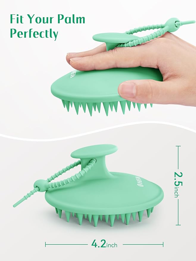 HEETA Scalp Massager Shampoo Brush with Silicone Bristles for Dandruff Removal Scalp Care & Hair Growth, Scalp Scrubber for All Hair Types, Head Massager Stress Relax, Upgraded Large Design,Green